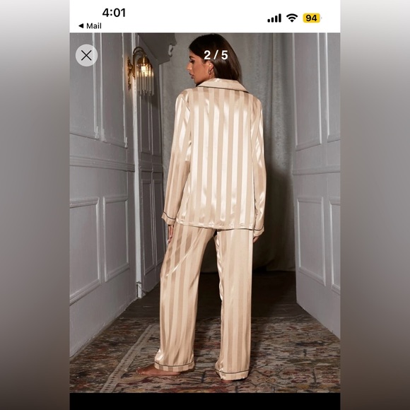 SHEIN X Rybka Twins Contrast Binding Satin Night Set - Picture 3 of 6